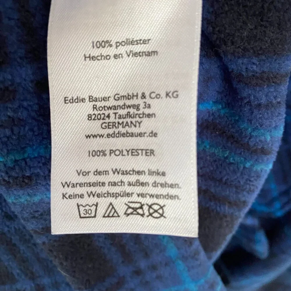 Eddie Bauer Mens Fleece Button Up Shirt, Long Sleeve, Blue/Black Plaid, Size 2XL - Picture 11 of 12